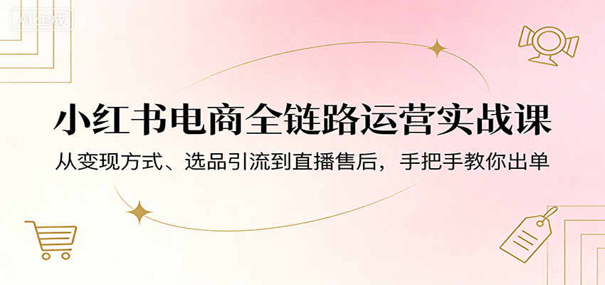 小红书电商全链路运营实战课：从变现方式、选品引流到直播售后，手把手教你出单-藏宝阁