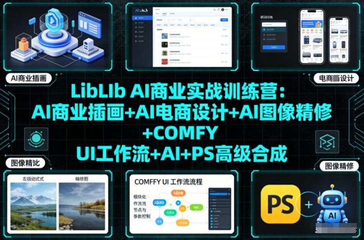 LibLIb AI商业实战训练营：AI商业插画+AI电商设计+AI图像精修+COMFY UI工作流+AI+PS高级合成-藏宝阁