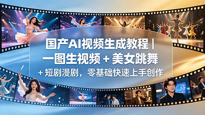 国产AI视频生成教程｜一图生视频 + 美女跳舞 + 短剧漫剧，零基础快速上手创作-藏宝阁