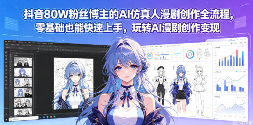 抖音80W粉丝博主的AI仿真人漫剧创作全流程，零基础也能快速上手，玩转AI漫剧创作变现-藏宝阁