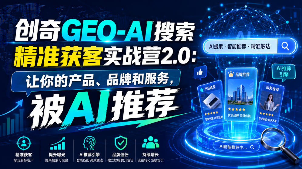 创奇GEO-AI搜索精准获客实战营2.0：让你的产品、品牌和服务，被AI推荐-藏宝阁