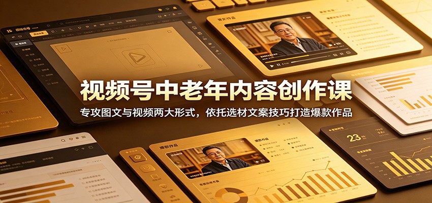 视频号中老年内容创作课：专攻图文与视频两大形式，依托选材文案技巧打造爆款作品-藏宝阁