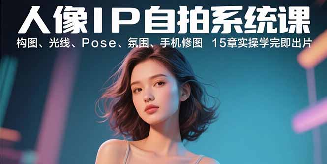 人像IP自拍系统课：构图、光线、Pose、氛围、手机修图 15章实操学完即出片-藏宝阁