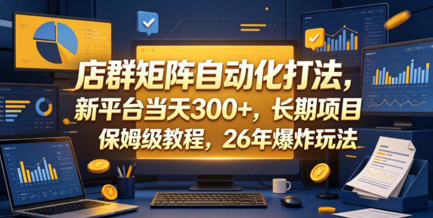 店群矩阵自动化打法，新平台当天300+，长期项目，保姆级教程，26年爆炸玩法【揭秘】-藏宝阁