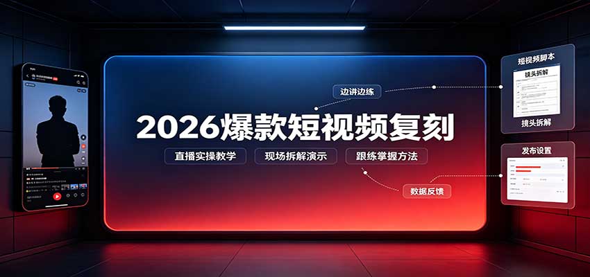 2026爆款短视频复刻：直播实操教学，配套文字文档掌握全流程-藏宝阁