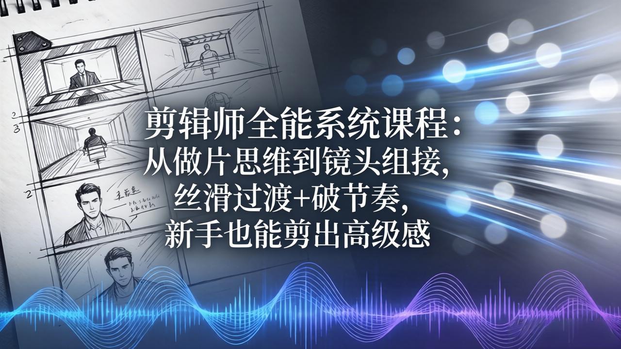 剪辑师全能系统课程：从做片思维到镜头组接，丝滑过渡+破节奏，新手也能剪出高级感-藏宝阁