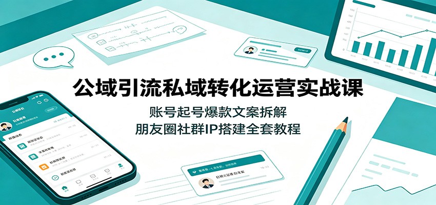 公域引流私域转化运营实战课：账号起号爆款文案拆解，朋友圈社群IP搭建全套教程-藏宝阁