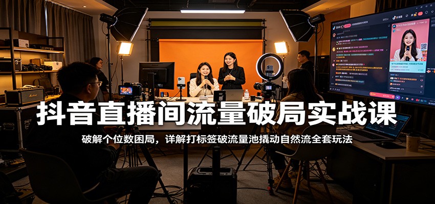 抖音直播间流量破局实战课：破解个位数困局，详解打标签破流量池撬动自然流全套玩法-藏宝阁