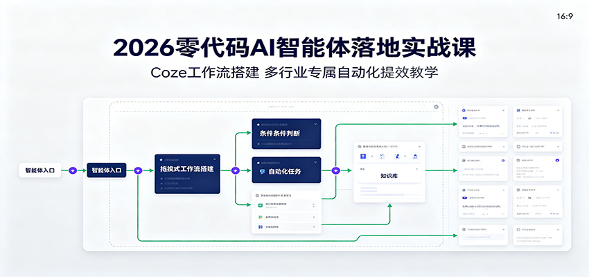 2026零代码AI智能体落地实战课：Coze工作流搭建，多行业专属自动化提效教学-藏宝阁