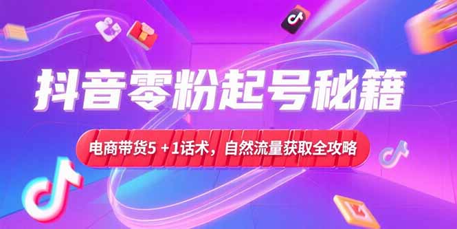 抖音零粉起号秘籍，电商带货5+1话术，自然流量获取实操流程-藏宝阁