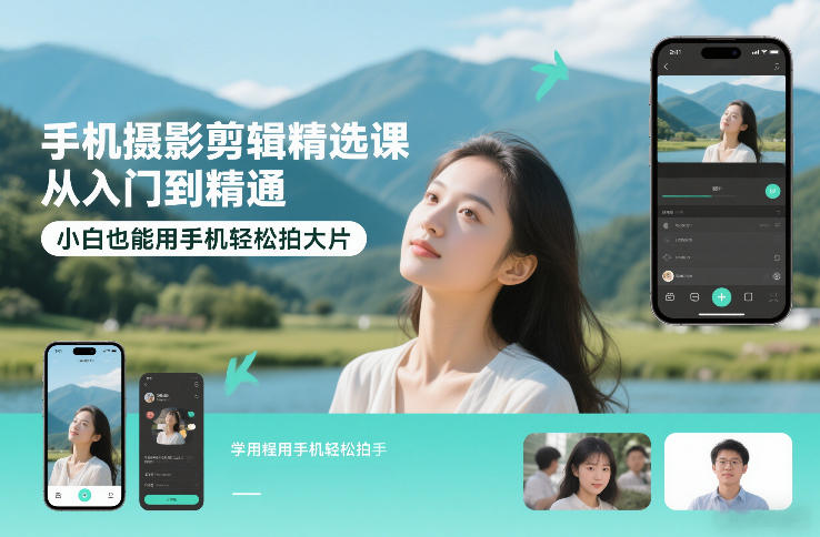 手机摄影剪辑精选课，从入门到精通，小白也能用手机轻松拍大片-藏宝阁