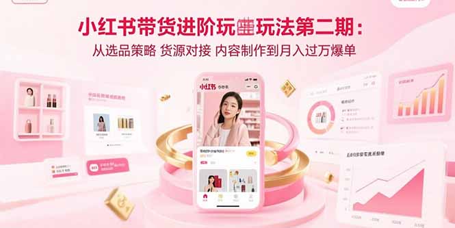 小红书带货进阶玩法第二期：从选品策略 货源对接 内容制作到月入过万爆单-藏宝阁