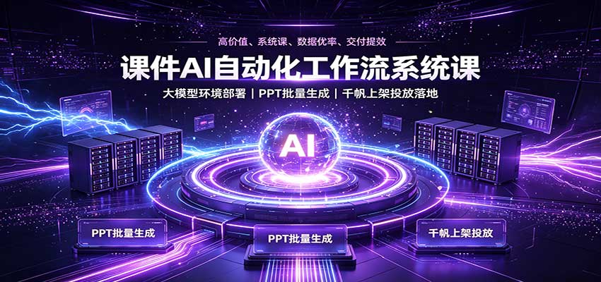 课件AI自动化工作流系统课：大模型环境部署，PPT批量生成，千帆上架投放落地-藏宝阁