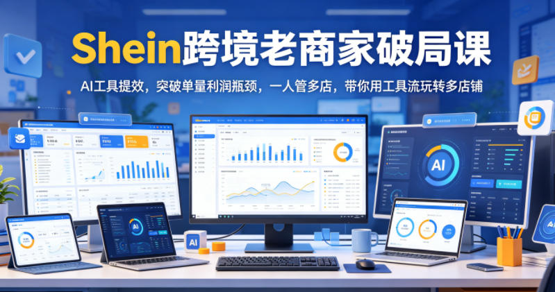 Shein跨境老商家破局课，AI工具提效，突破单量利润瓶颈，一人管多店，带你用工具流玩转多店铺-藏宝阁