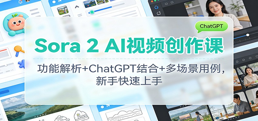 Sora 2 AI视频创作课：功能解析+ChatGPT结合+多场景用例，新手快速上手-藏宝阁