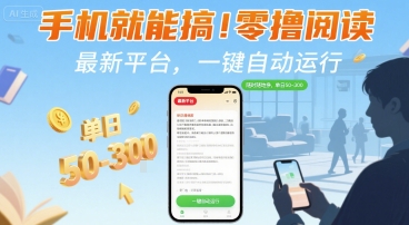 手机就能搞！零撸阅读挂G，最新平台，一键自动运行，随时随地挣，单日50-3张+【揭秘】-藏宝阁