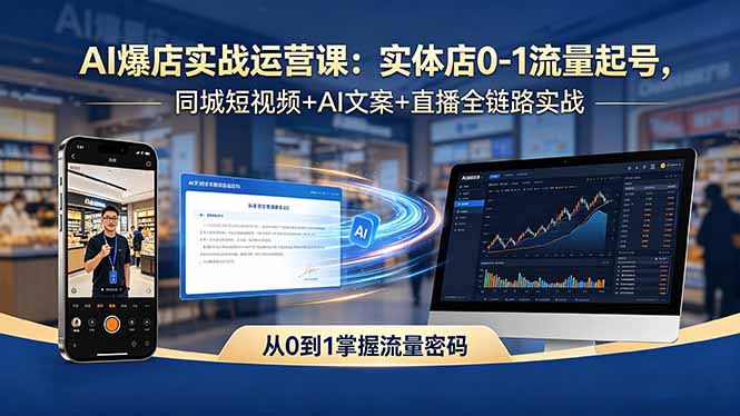 AI爆店实战运营课：实体店0-1流量起号，同城短视频+AI文案+直播全链路实战-藏宝阁