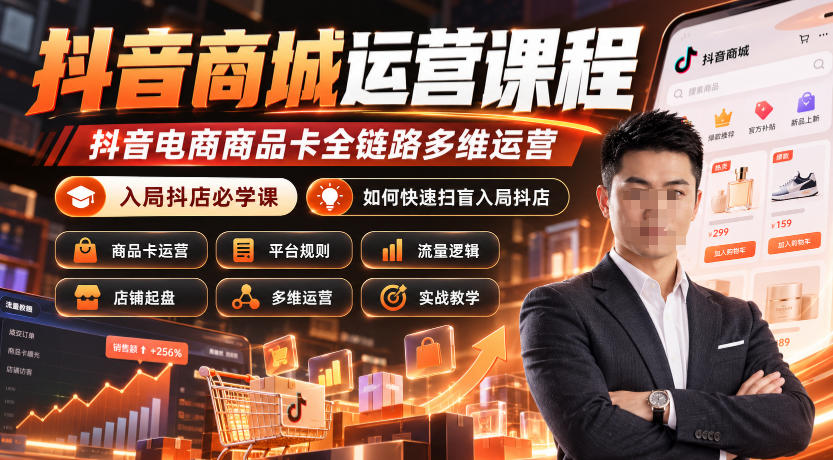 抖音商城运营课程，抖音电商商品卡全链路多维运营，入局抖店必学课， 如何快速扫盲入局抖店(更新1017)-藏宝阁