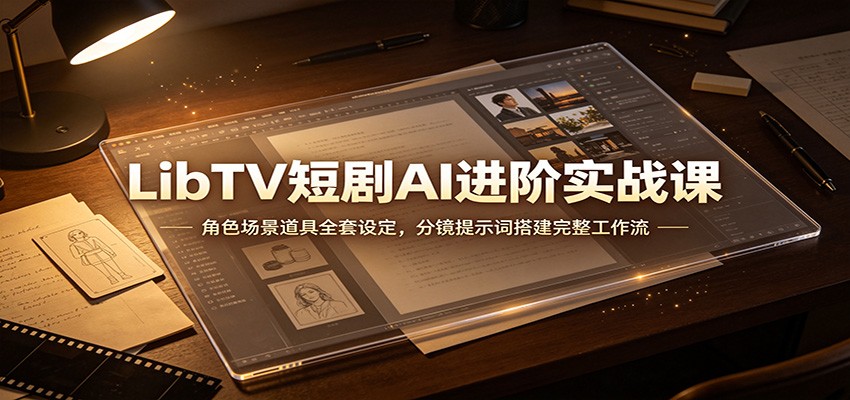 LibTV短剧AI进阶实战课：角色场景道具全套设定，分镜提示词搭建完整工作流-藏宝阁