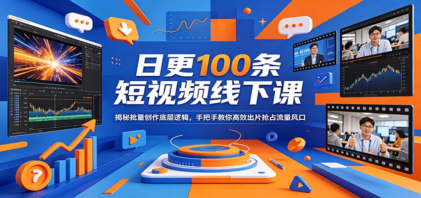 日更100条短视频线下课：揭秘批量创作底层逻辑，手把手教你高效出片抢占流量风口-藏宝阁