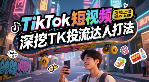 TikTok短视频带货线上课，深挖TK投流达人打法-藏宝阁