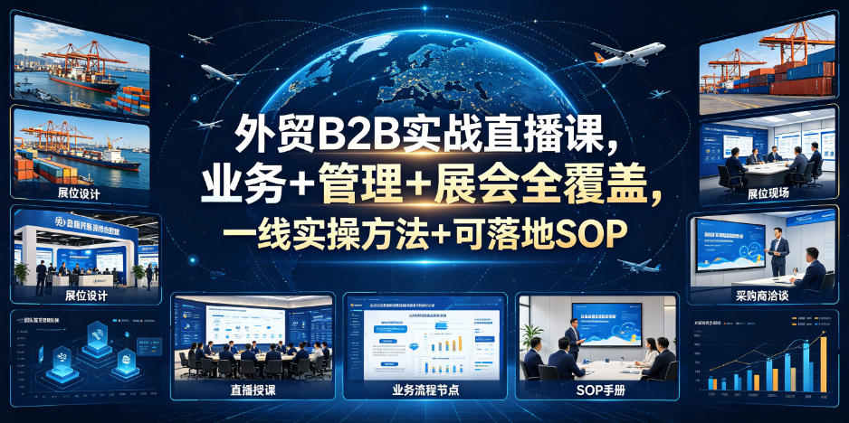 外贸B2B实战直播课，业务+管理+展会全覆盖，一线实操方法+可落地SOP-藏宝阁