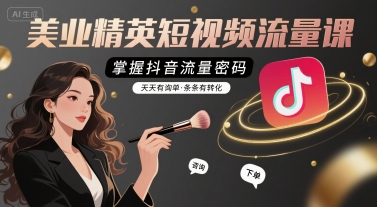 美业精英短视频流量课，掌握抖音流量密码，天天有询单，条条有转化-藏宝阁