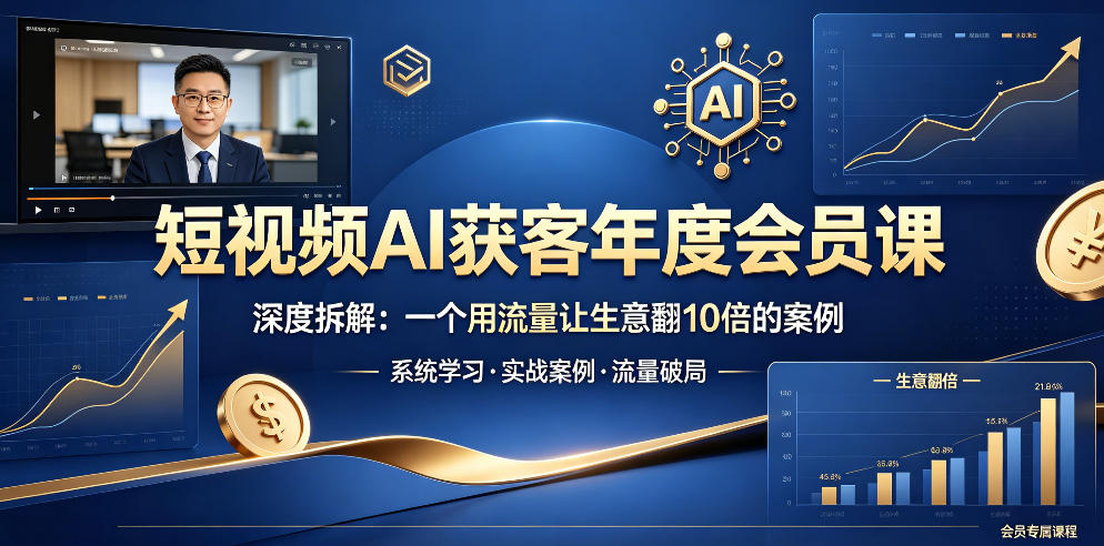 短视频AI获客年度会员课，深度拆解，一个用流量让生意翻10倍的案例-藏宝阁