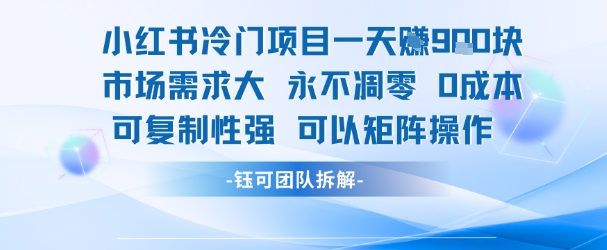 小红书冷门项目一天收益9张，市场需求大，0成本，可复制性强可以矩阵操作-藏宝阁