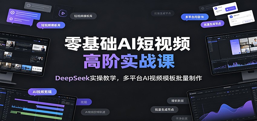 零基础AI短视频高阶实战课：DeepSeek实操教学，多平台AI视频模板批量制作-藏宝阁