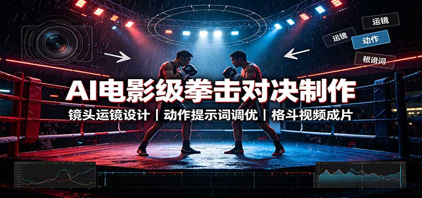 AI电影级拳击对决制作:镜头运镜设计,动作提示词调优,格斗视频成片-藏宝阁