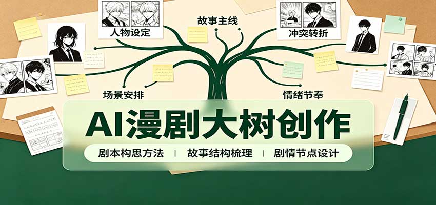 AI漫剧大树创作：剧本构思课程讲解，软件插件配置，配套工具资料完整梳理-藏宝阁