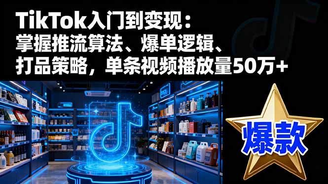 TikTok入门到变现：掌握推流算法、爆单逻辑、打品策略，单条视频播放量50w-藏宝阁