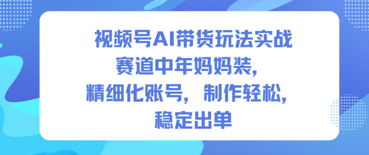 视频号AI带货玩法实战，赛道中年妈妈装，精细化账号，制作轻松，稳定出单-藏宝阁