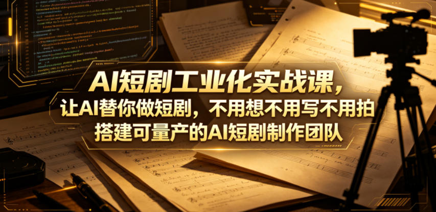 AI短剧工业化实战课，让AI替你做短剧，不用想不用写不用拍，搭建可量产的AI短剧制作团队-藏宝阁