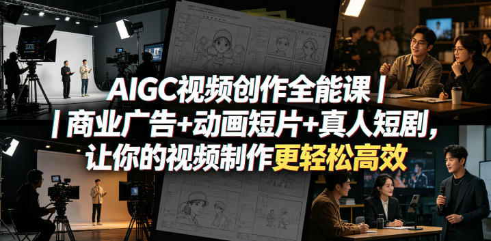 AIGC视频创作全能课｜商业广告+动画短片+真人短剧，让你的视频制作更轻松高效-藏宝阁