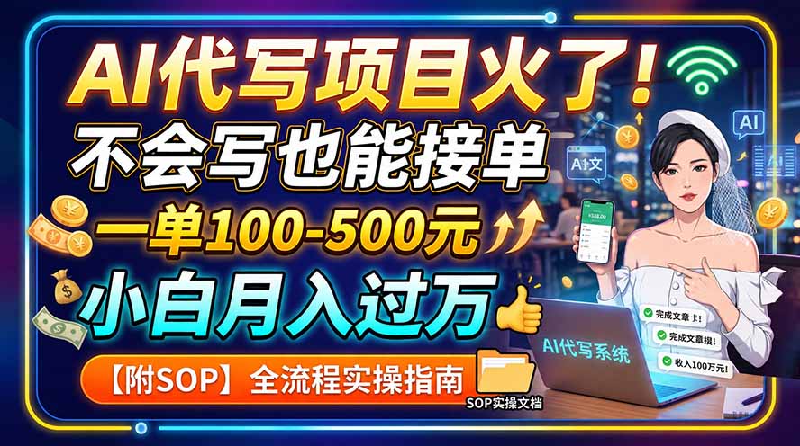 AI代写项目火了！不会写也能接单，一单100-500元，小白月入过万【附SOP】-藏宝阁