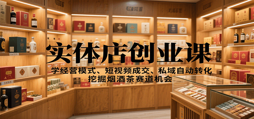 实体店创业课：学经营模式、短视频成交、私域自动转化，挖掘烟酒茶赛道机会-藏宝阁
