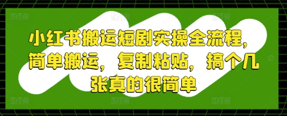 小红书搬运短剧实操全流程，简单搬运，复制粘贴，搞个几张真的很简单-藏宝阁