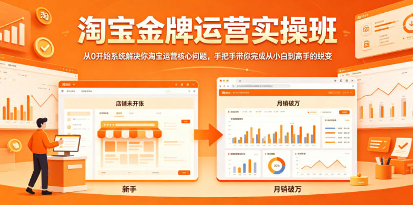 淘宝金牌运营实操班，从0开始系统解决你淘宝运营核心问题，手把手带你完成从小白到高手的蜕变-藏宝阁