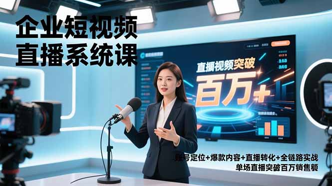 企业短视频直播系统课，账号定位+爆款内容+直播转化+全链路实战，单场直播突破百万销售额-藏宝阁