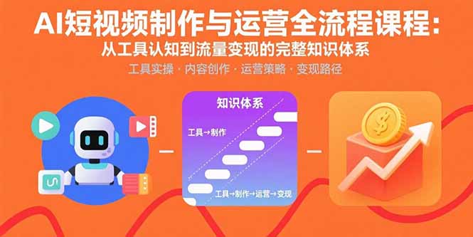 AI短视频制作与运营全流程课程：从工具认知到流量变现的完整知识体系-藏宝阁