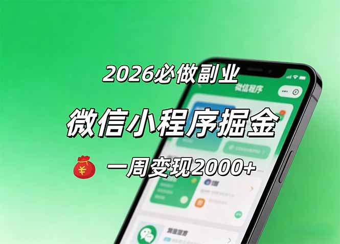 2026微信小程序掘金，简单好上手，一周变现2000+-藏宝阁