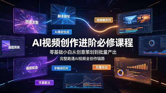 AI视频创作进阶必修课程：零基础小白从创意策划到批量产出，完整跑通AI视频全创作链路-藏宝阁