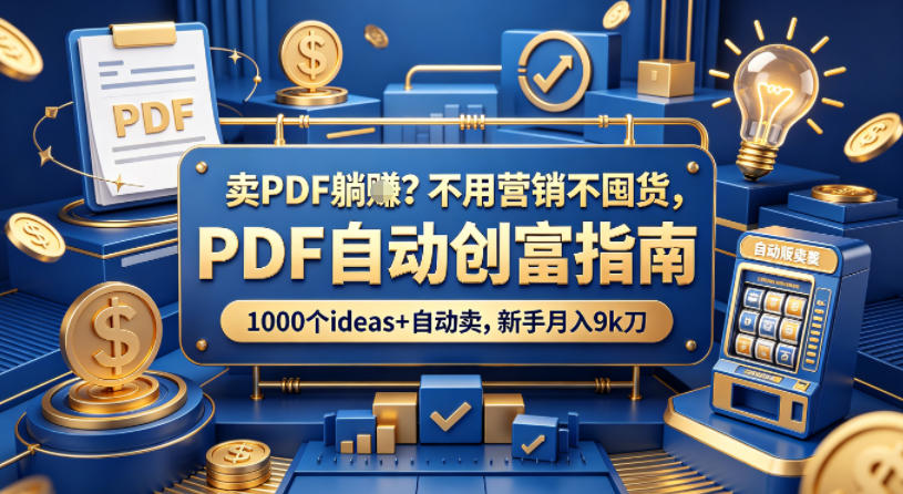 卖PDF躺賺？不用营销不囤货，PDF自动创富指南，1000个ideas+自动卖，新手月入9k刀【原创双语字幕】-藏宝阁