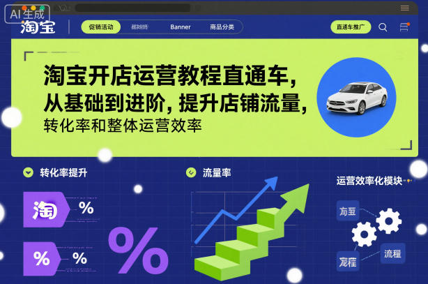 淘宝开店运营教程直通车，从基础到进阶，提升店铺流量，转化率和整体运营效率(更新26年1月)-藏宝阁