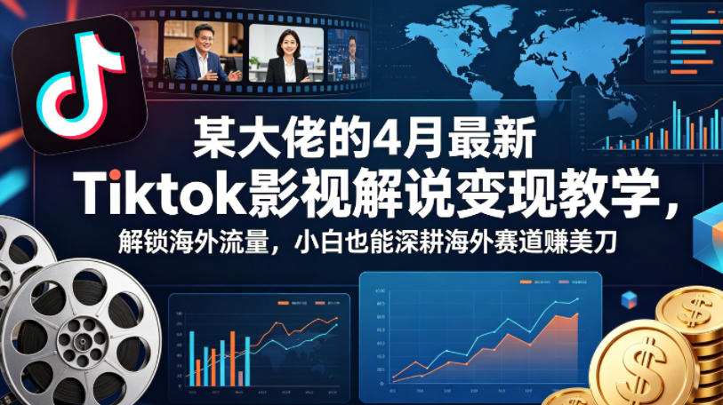 某大佬的4月最新Tiktok影视解说变现教学，解锁海外流量，小白也能深耕海外赛道賺美刀-藏宝阁