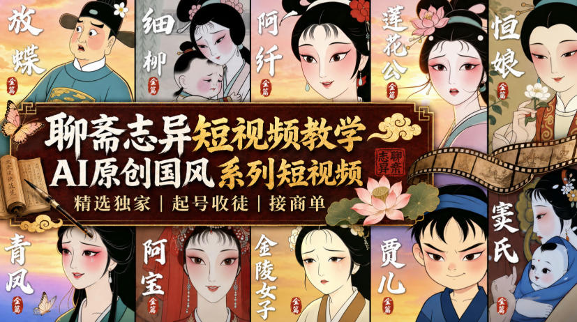 聊斋志异短视频教学，AI原创国风系列短视频，精选独家丨起号收徒丨接商单(更新0818)-藏宝阁