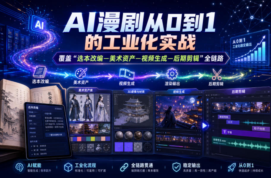 AI漫剧从0到1的工业化实战，覆盖“选本改编—美术资产—视频生成—后期剪辑”全链路(更新6月)-藏宝阁