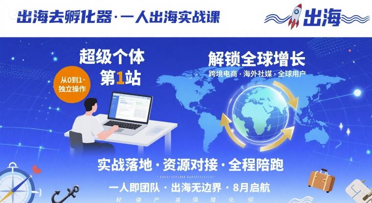出海去孵化器，一人出海实战课，​超级个体第1站，解锁全球增长-藏宝阁